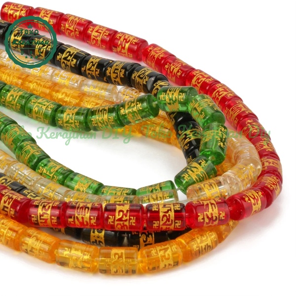 [ 10 Butir ] Bahan Gelang Manik Batu Mantra 8 x 12mm Tibet Tabung Bahan Kerajinan Craft &amp; DIY