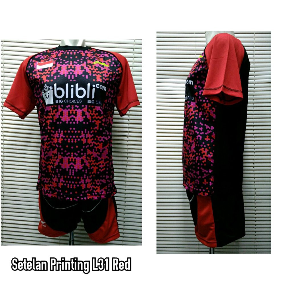 Kaos Setelan Baju Olahraga Jersey Badminton   Bulutangkis LiNing L31 Printing