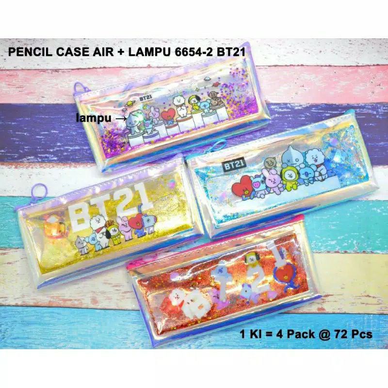 KOTAK PENSIL BTS GLITER AIR LUCU IMUT / TEMPAT ALAT TULIS HOLOGRAM GLITER AIR RAINBAW KD27