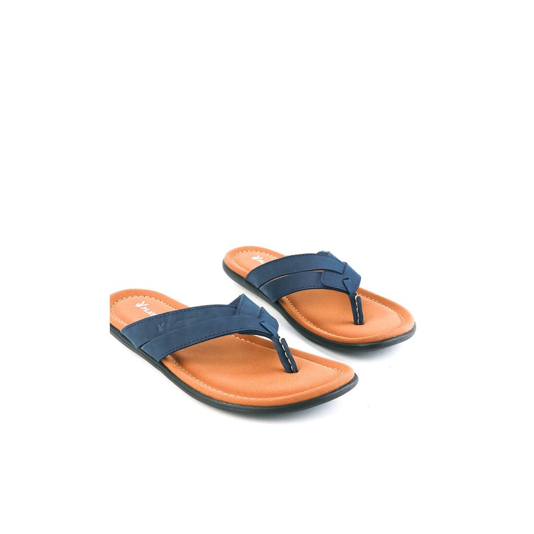 PL19 SANDAL JEPIT PLAYBOY PRIA ORIGINAL CASUAL KULIT BRANDED BIRU NAVY