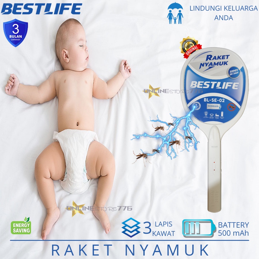 RAKET NYAMUK BESTLIFE BL SE 02 / RAKET NYAMUK CHARGER /  - INSECT KILLER - RECHARGEABLE - BERGARANSI