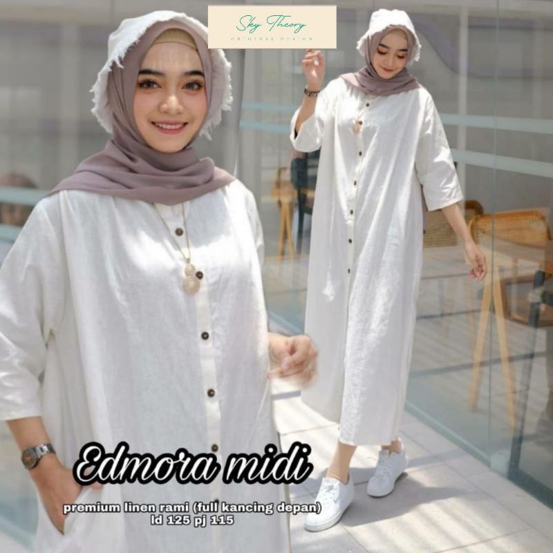 Midi Dress Polos Terbaru Baju Busui  Remaja Kekinian Terlaris pakaian Wanita Terbaru Tunik Terlaris Baju Santai Wanita Casual Pakaian Polos wanita full Kancing fashion ootd wanita