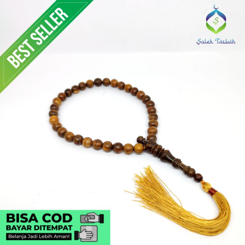 Tasbih Kayu Gaharu Size 8mm, Isi 33 Butir_Model Kuncir Dan Bandul