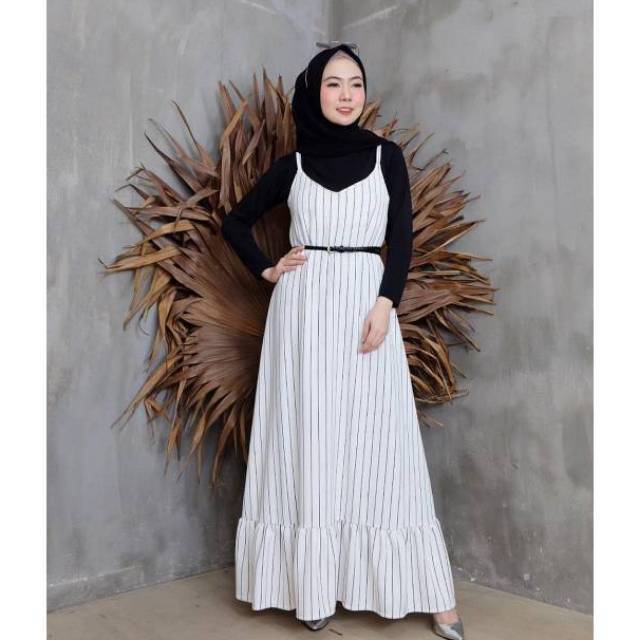 KINA STRIPES OVERALL RUFFLE - Motif Salur Garis Stripe Rempel Bawah