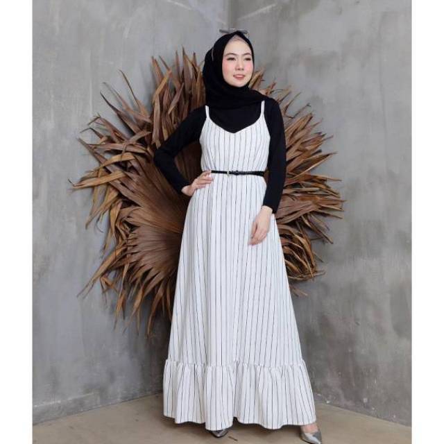 KINA STRIPES OVERALL RUFFLE - Motif Salur Garis Stripe Rempel Bawah