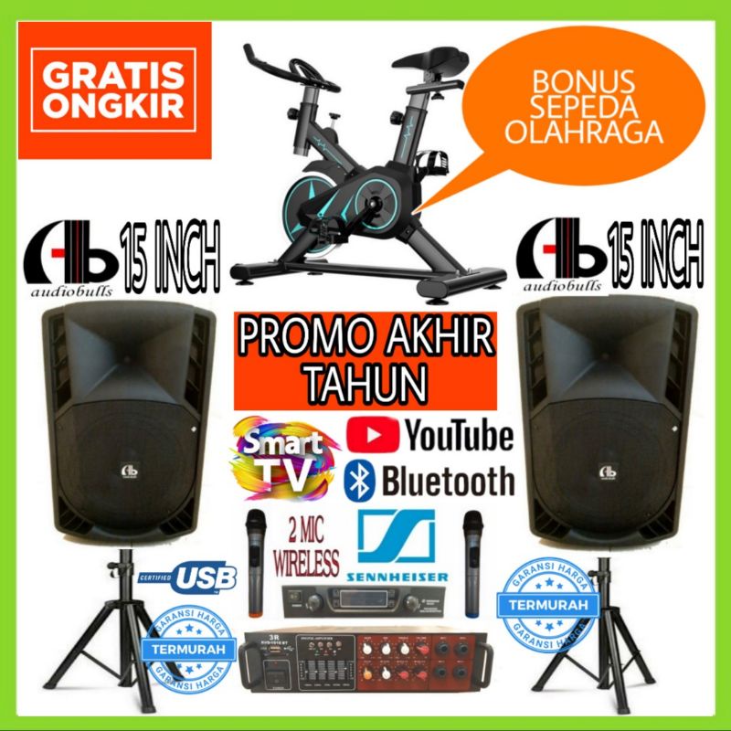 Promo Paket Sound System AB Audio Bulls 15 Inch / Free Ongkir + Sepeda Olahraga