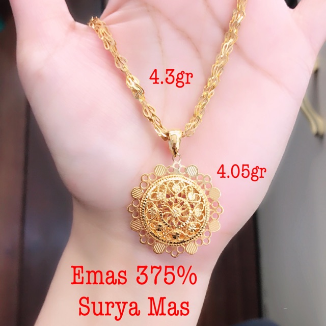 Kalung dan liontin emas 375%