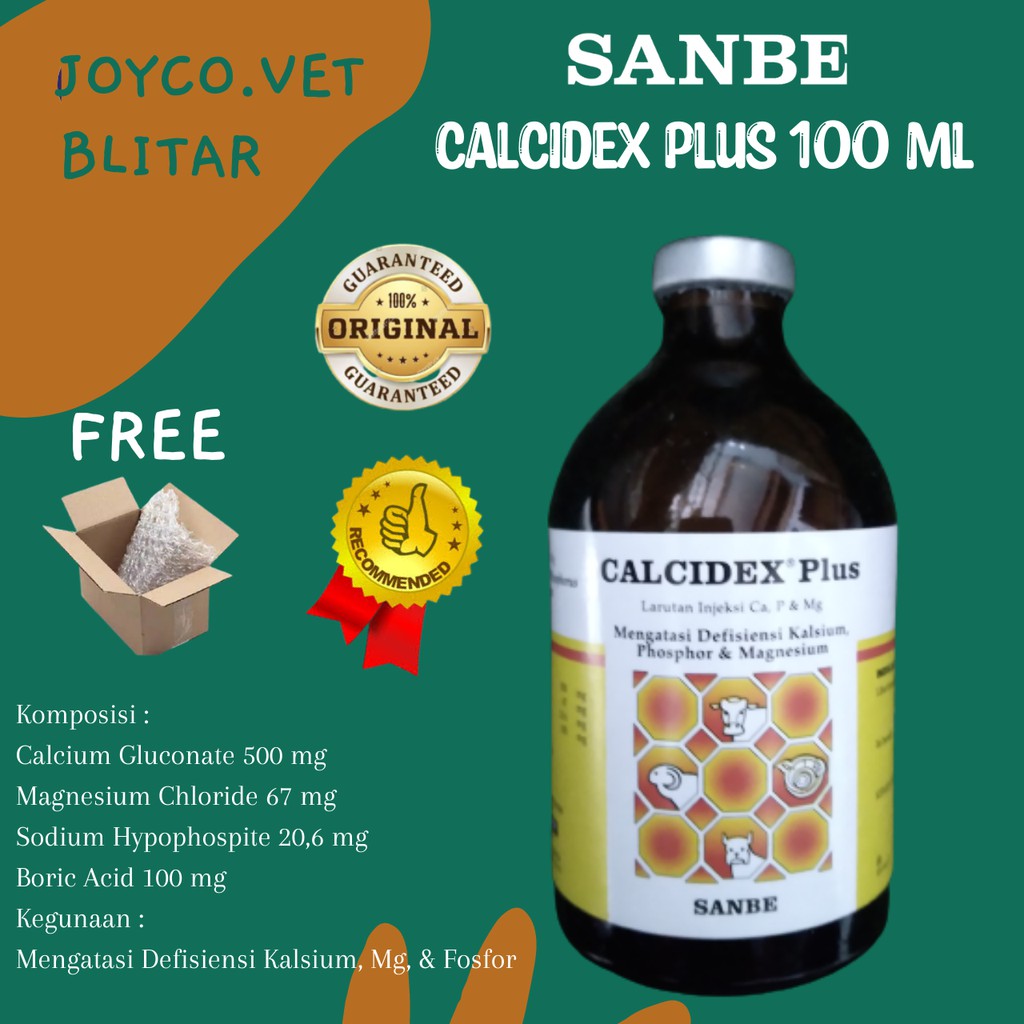 CALCIDEX PLUS 100 ML SANBE FARMA SANBE Mengatasi Defisiensi Kalsium, Mg, & Fosfor, Sapi Lumpuh