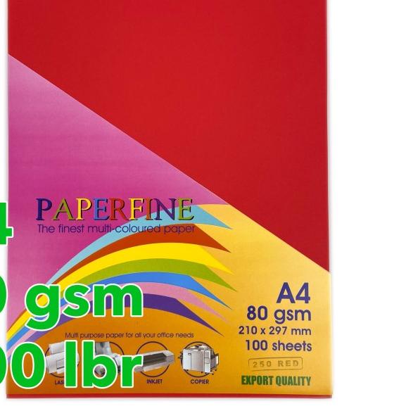 

♨ Kertas HVS A4 Paperfine Isi 100 lbr Warna Red ♜