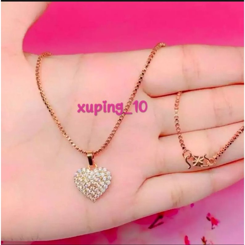 Set Kalung Italy + Liontin Love Xuping Women Jewelry Aksesoris Wanita Dewasa