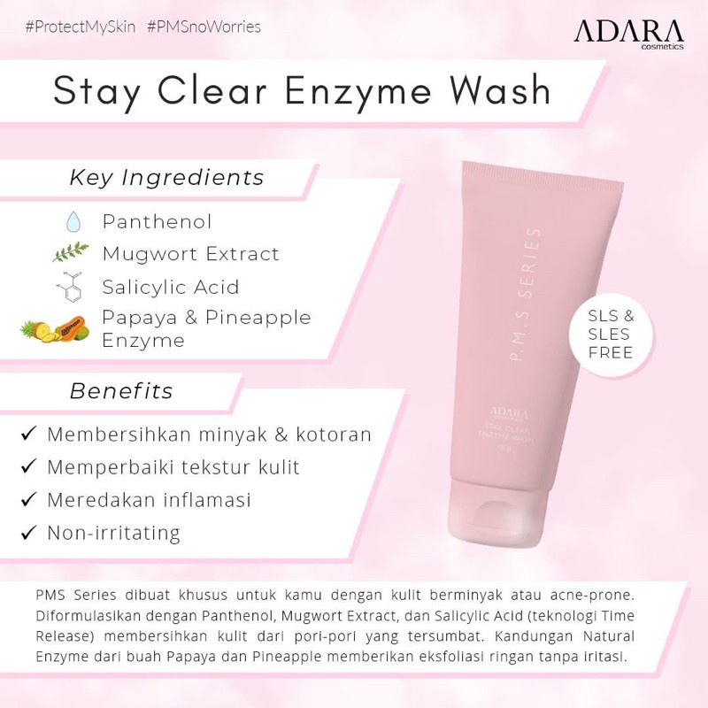 ADARA P.M.S Series Stay Clear Enzyme Wash 100g BPOM