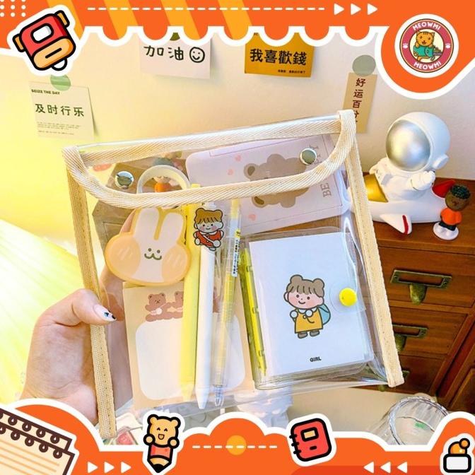 

+++++] Tempat Alat Tulis Transparan Pouch Kancing Stainless FMP0047