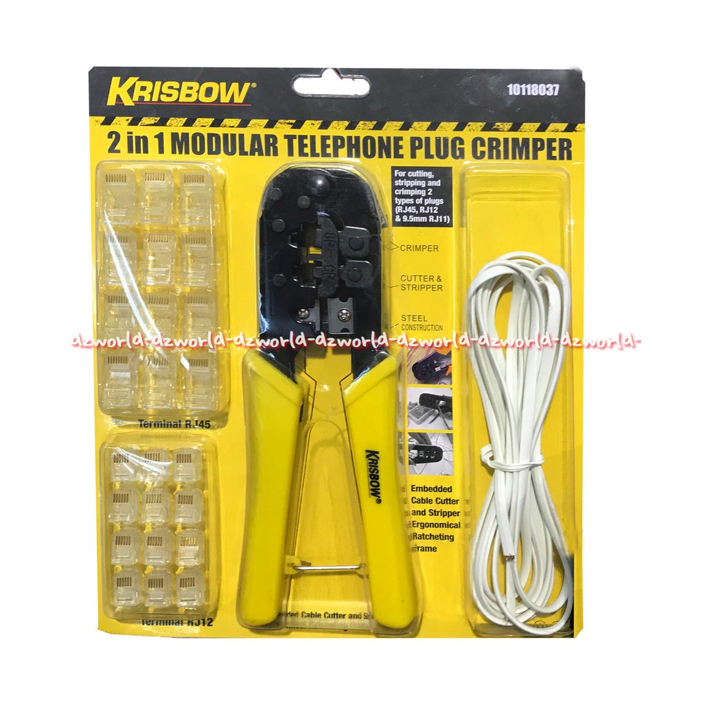 Krisbow 2in1 Modular Telephone Plug Crimper memperbaiki line rusak pada jaringan telepon / jaringan