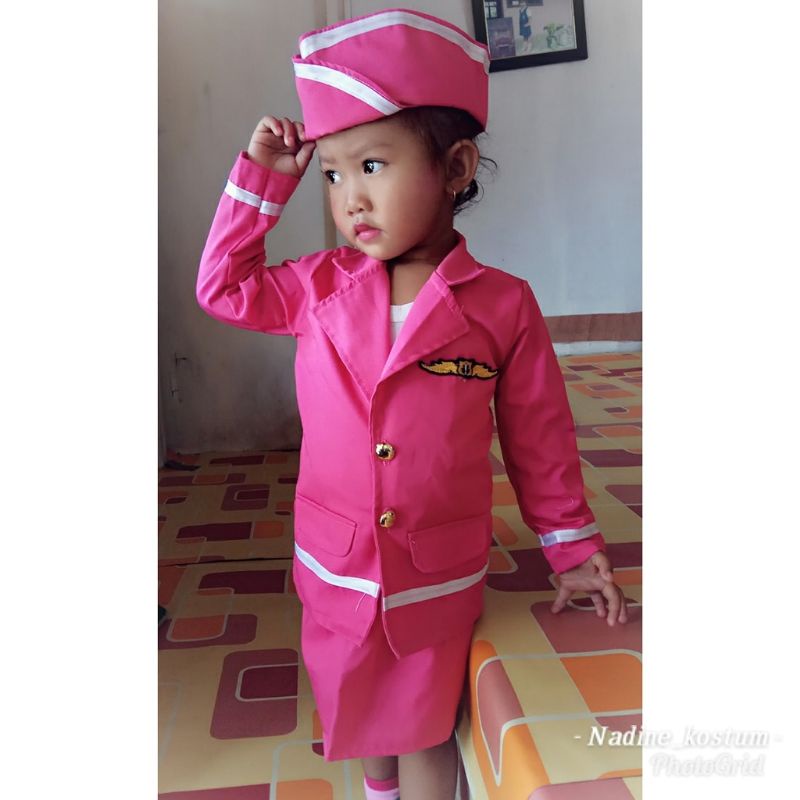 Kostum Pramugari/kostum pramugari anak/kostum profesi/kostum profesi anak/baju pramugari/baju pramug