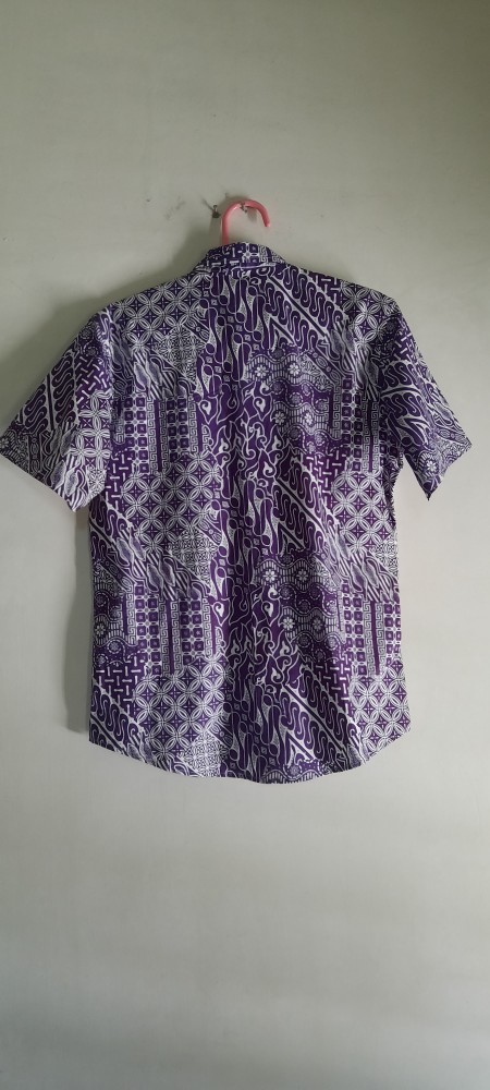 Pradawita Batik Kemeja Slim Fit Dwiwarna 1d-ungu