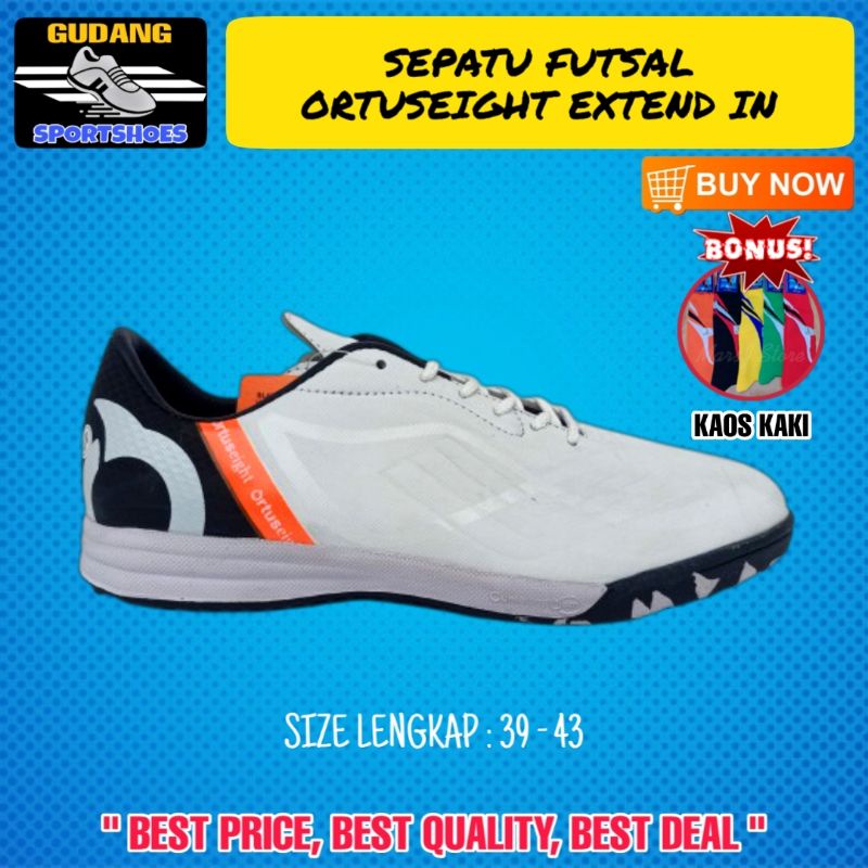 SEPATU FUTSAL SPATU OLAHRAGA LAKI LAKI SEPAK BOLA ORTUSEIGHT EXTEND IN ORTUS PUTIH MURAH TERBARU COD