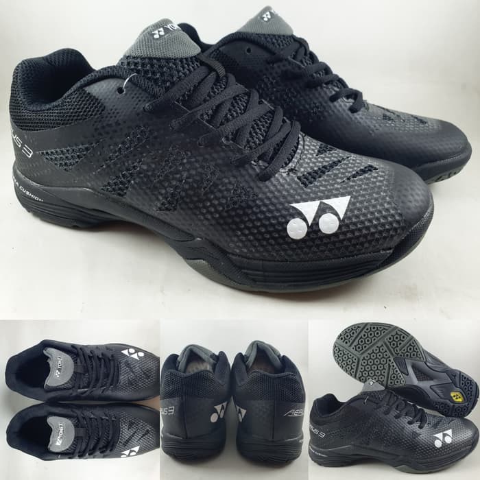 Sepatu Badminton Yonex Power Cushion Aerus 3 Court Full Black Hitam - Hitam 37