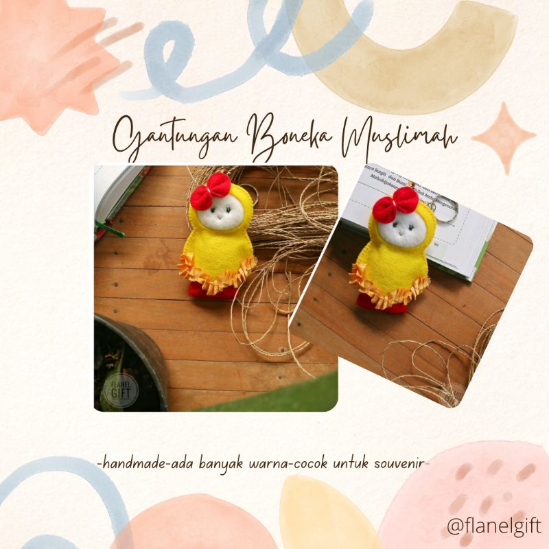 Aplikasi Flanel Bneka Muslimah Gantungan Kunci