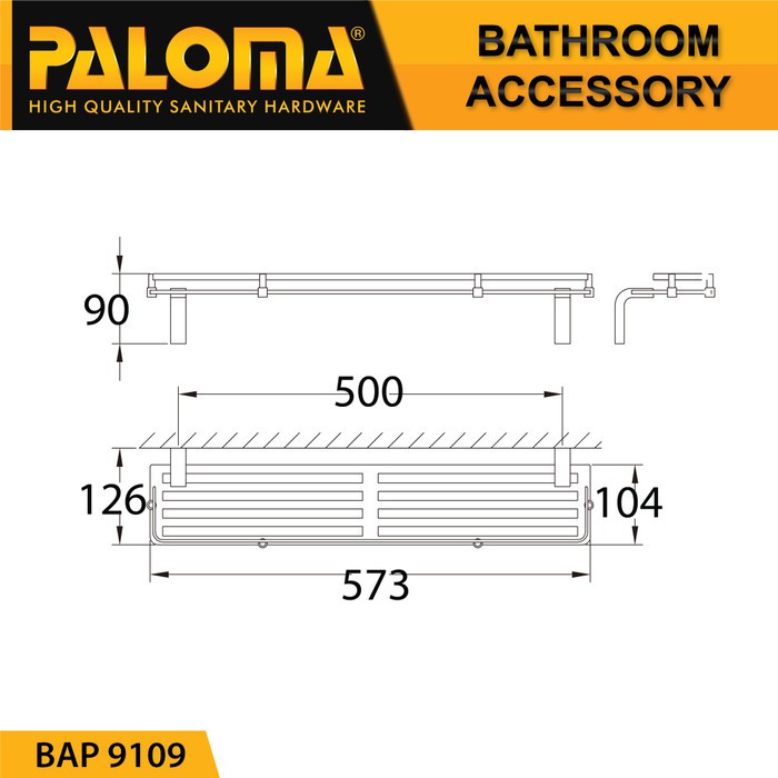 PALOMA BAP 9109 Rak Kaca Tempat Sabun Glass Shelf Dinding Kamar Mandi