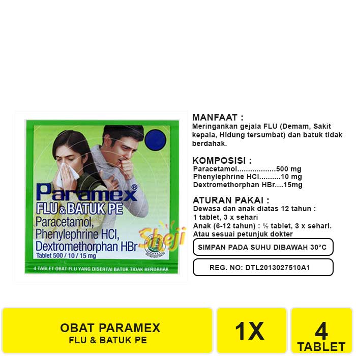 PARAMEX TABLET OBAT FLU DAN BATUK PE 1 STRIP ISI 4 TABLET