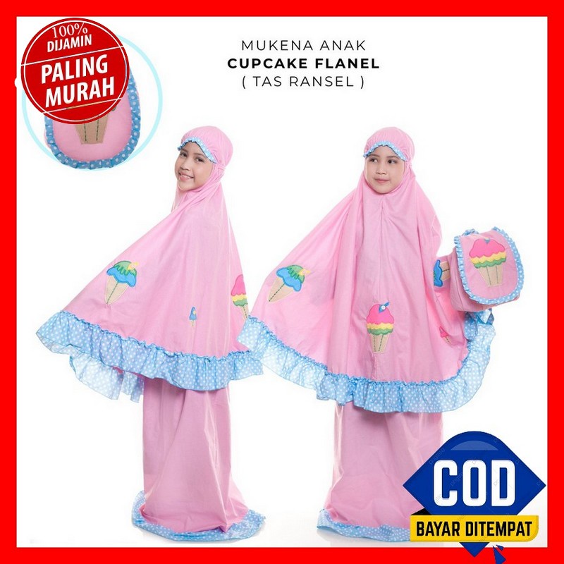 Mukena Anak Trusan Murah Bordir Terusan Silk Karakter P7H6 Ramadhan Rayon Adem Set Renda Terbaru 202