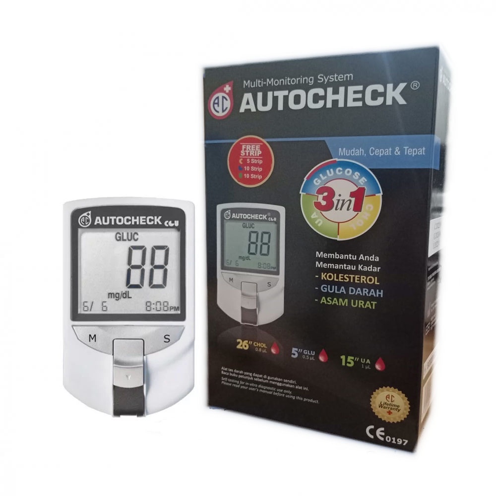 AUTOCHECK GCU 3 In 1 Alat Cek Kadar Gula, Kolesterol, Asam Urat - AAT