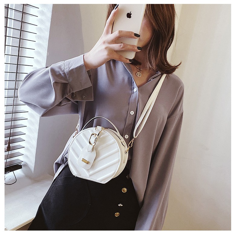 TM-63 tas selempang wanita mini shoulder daun leaf bag leather kulit import korea jepang