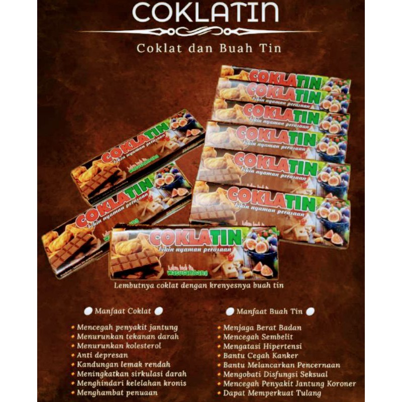 

Coklatin 50gr (coklat diolah dengan buah tin)