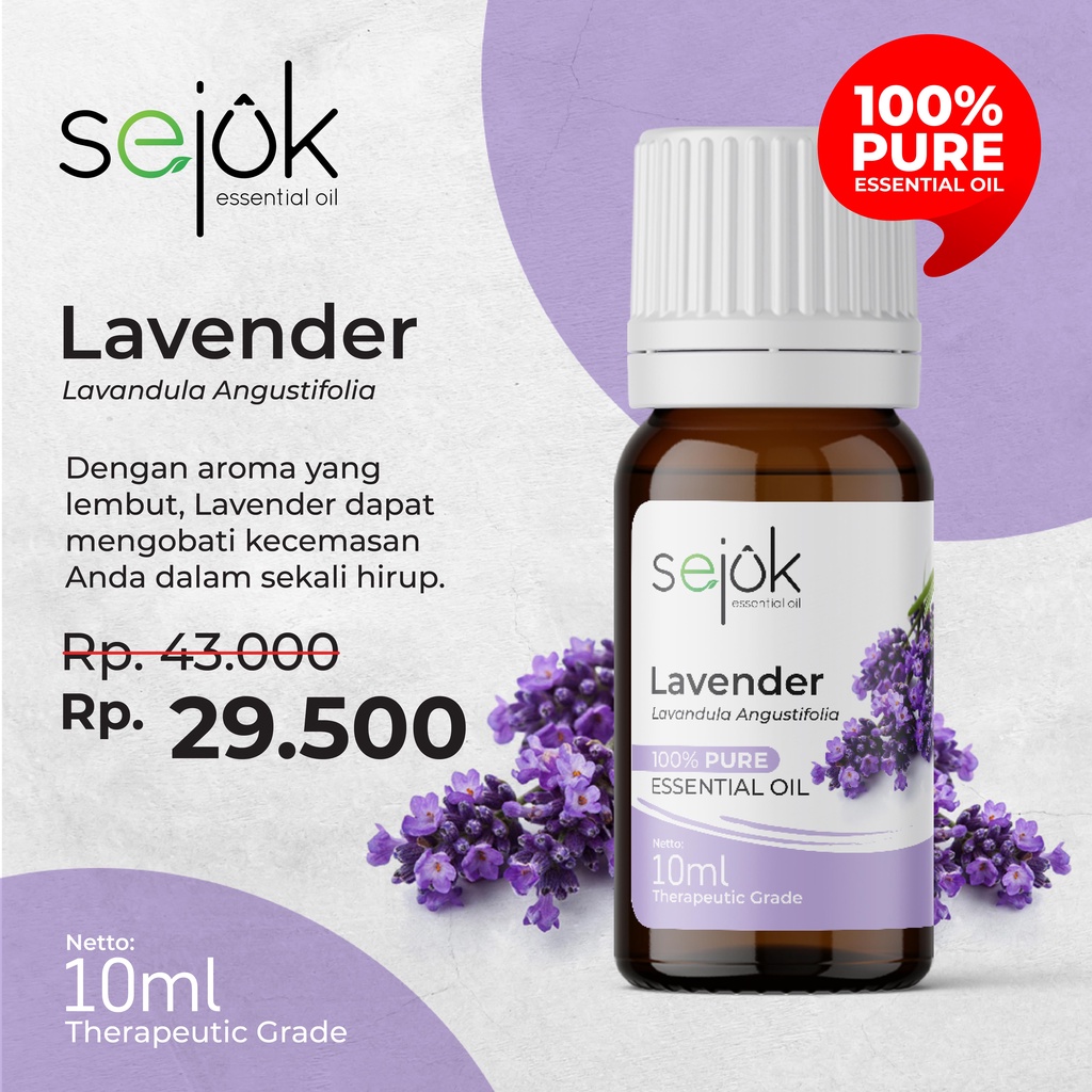 Sejuk Lavender Essential Oil / Minyak Aromaterapi Pure 100% - 10 ml