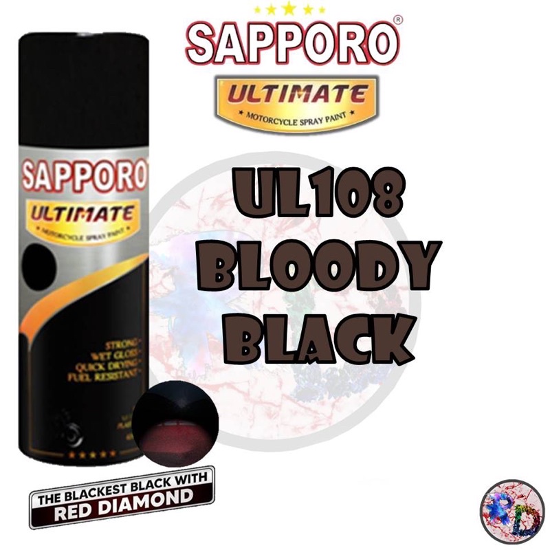 Sapporo Ultimate UL108 Bloody Black / Merah hitam / Cat semprot Sapporo spray 400 ml