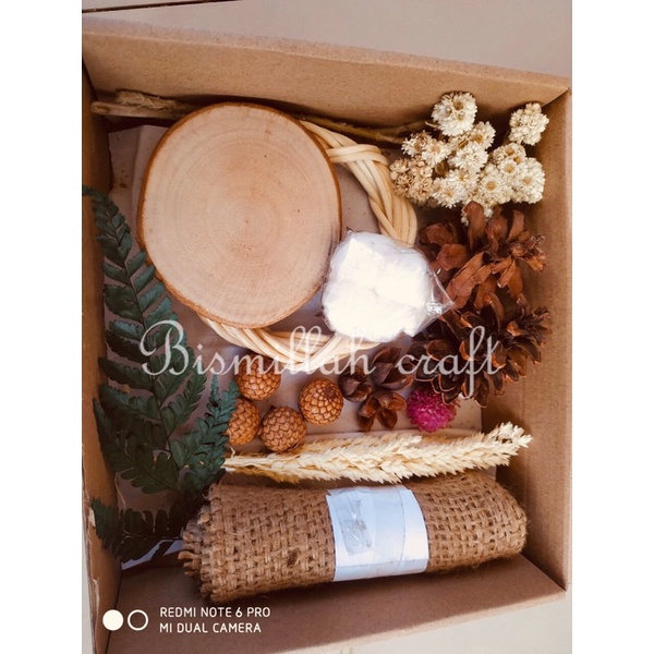 FREE EDELWEIS REMUK paket bunga kering BUNGA KAPAS box bahan mahar seserahan rustic flower dekorasi 