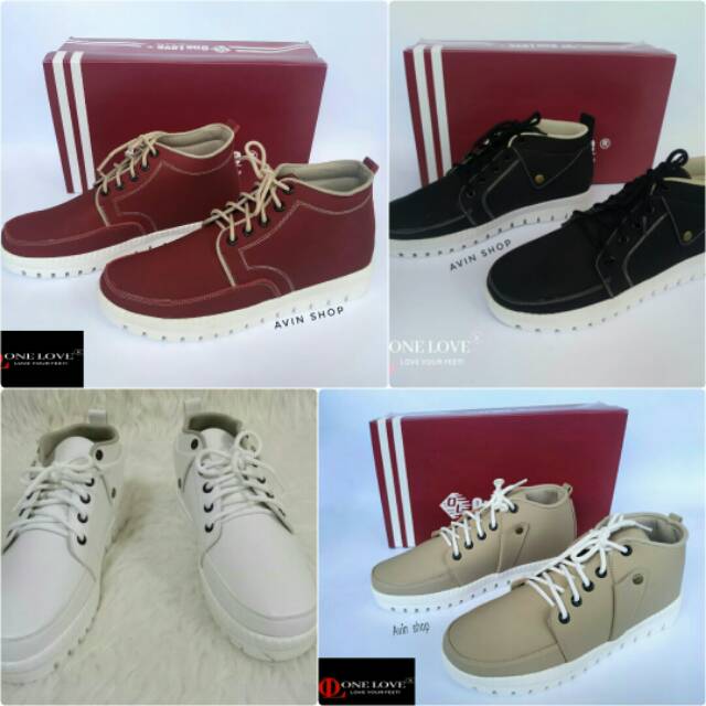 Sandal sepatu one love boots putih hitam cream merah