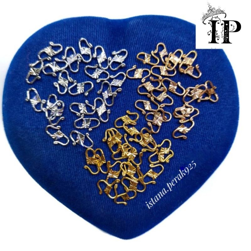 Kaitan S, kaitan Kalung/Kaitan Gelang/ Perak Asli Silver 925 Lapis Emas