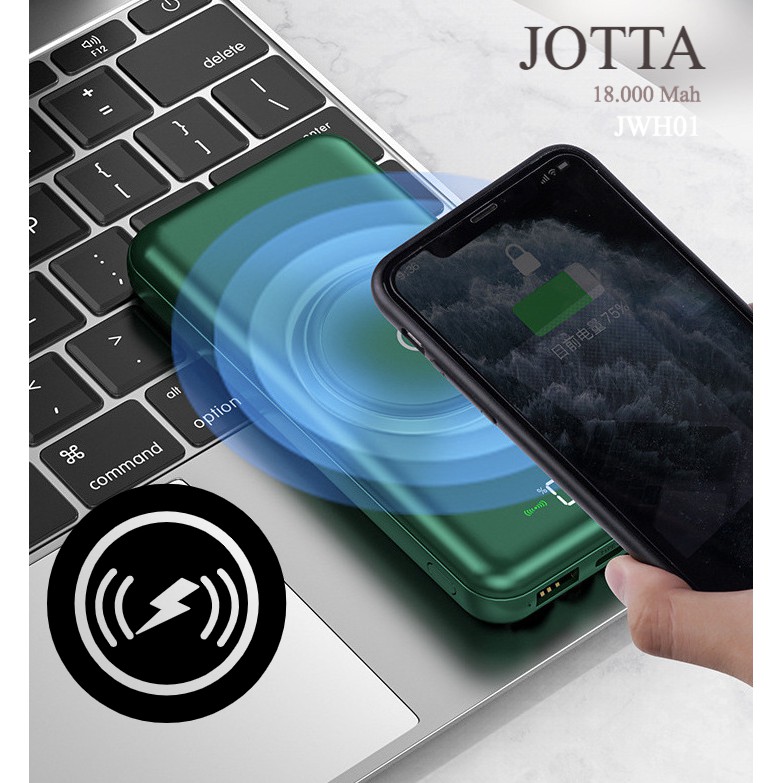 Powerbank JOTTA Wereless Charging JWH01 kapasitas 18.000 Mah Model Slim Original.