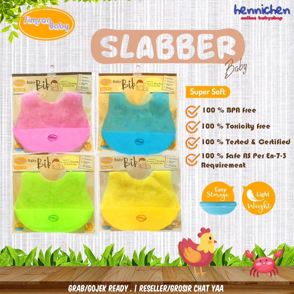 Simson Baby Slaber Slabber Bib Plastik Celemek Makan silicone