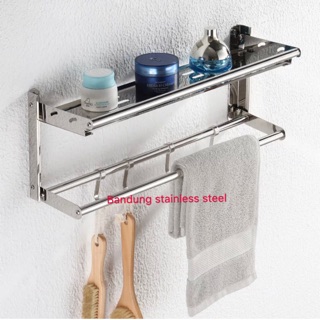  Rak  dapur  kamar mandi serbaguna lipat stainless bumbu 