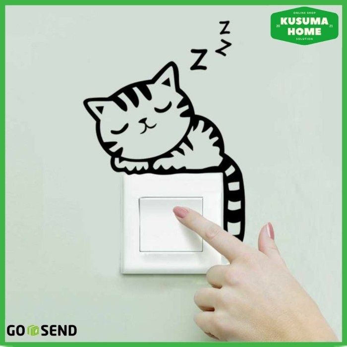 Stiker Wallpaper Dekorasi Dinding Model Kucing Tidur Wall Sleeping Cat