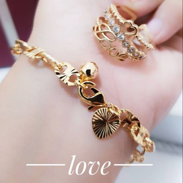 Set gelang tangan plus cincin terlaris