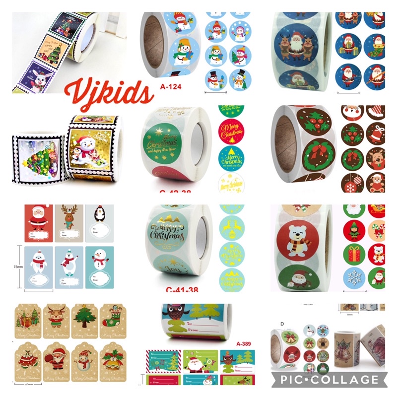 

stiker natal roll , stiker label 50,100 dan 500 pcs menghias kado, bingkisan natal, hampers natal, dll