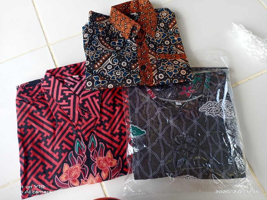Batik Keluarga Couple Sania Ruflle Ori Ndoro Jowi Motif Bata Merah