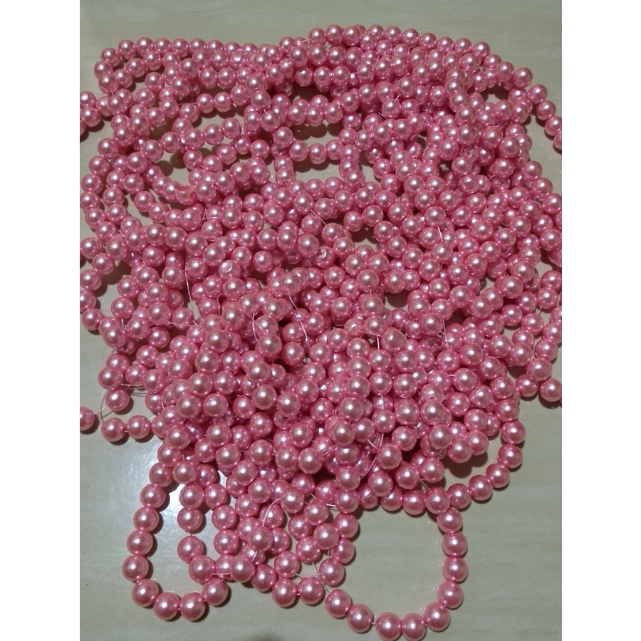 100Gram Payet Mote Manik Mutiara 8mm Bulat Kwalitas SUPER PINK