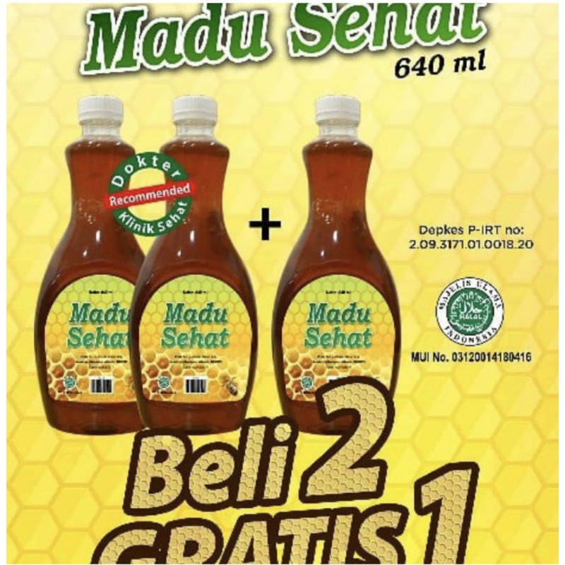 MADU SEHAT 640 ml 3 botol PROMO 12.12