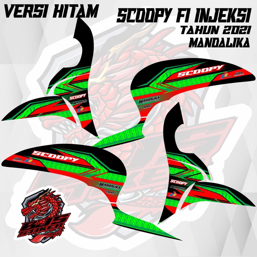 [COD] Stiker Sticker Striping Scoopy fi injeksi 2021 mandalika 1 versi hitam