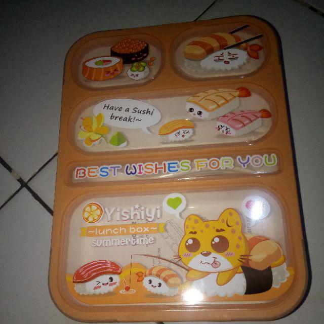 Lunch Box Yooyee Grid Sekat 5 Karakter / Tempat Makan Yooyee Anti Tumpah