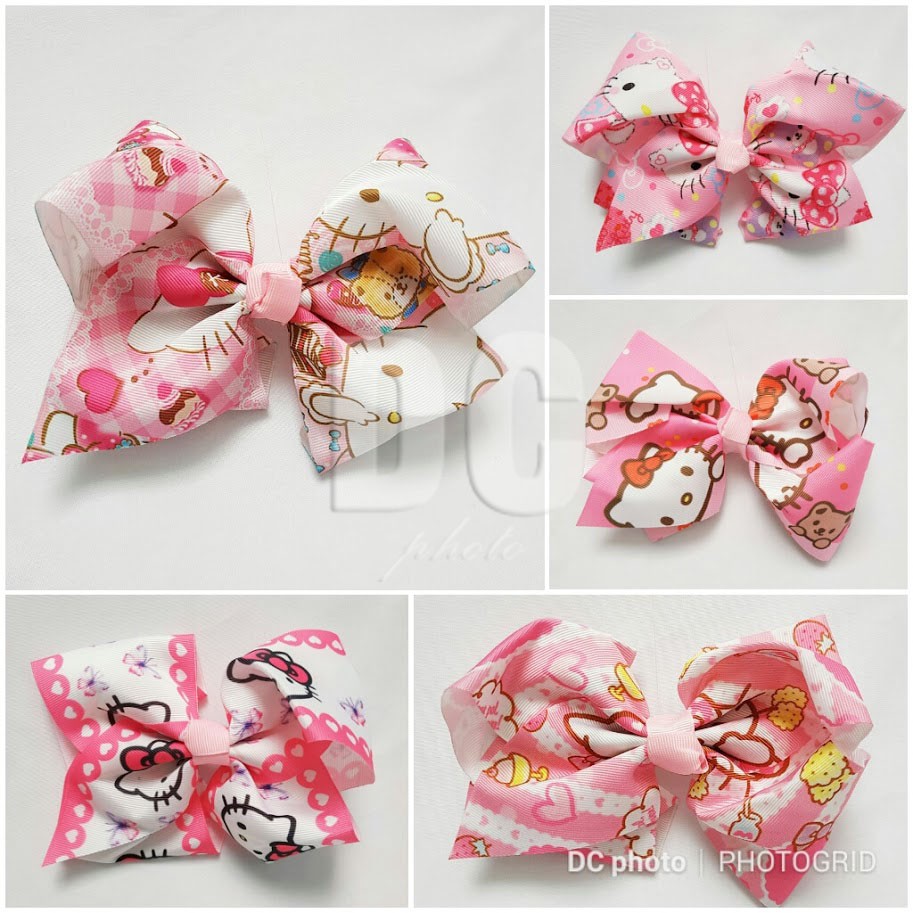 PGS-046 BESAR Jepit Rambut Hello Kitty Pita Ala JOJO SIWA Motif RANDOM