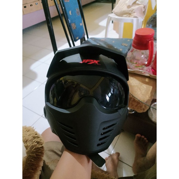(Second/bekas) HELM JPX MX 726 R NEW BLACK DOFT SOLID