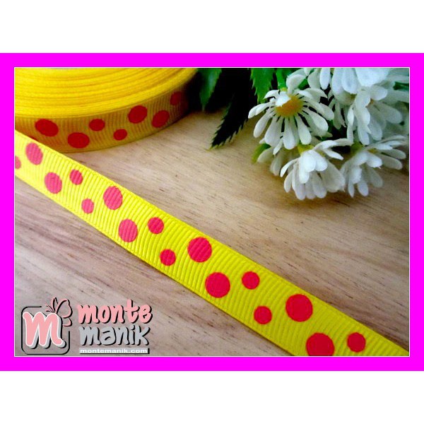 

Bahan Craft Pita Grosgrain Motif Polka 1/2 inch - PITA-033