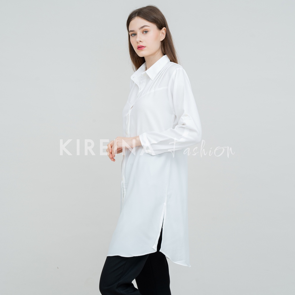 Long Tunik Polos Wanita Kemeja Tunik Panjang Kemeja Tunik Rayon Premium | Kireina Fashion