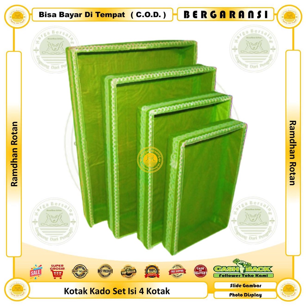 

Kotak Kado Set Isi 4 Kotak Berbahan Kardus dan Pernak Pernik - RAMDHAN ROTAN - Bok Kado Ulang Tahun - Tempat Kado Souvenir - Box Kado Supenir - Wadah Kado Parsel - Baki Kado Parsel - Baqi Kado Natal