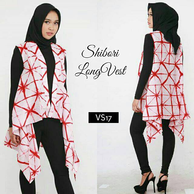 Long Vest Shibori tie dye jumputan baju batik pekalongan outer tanpa lengan